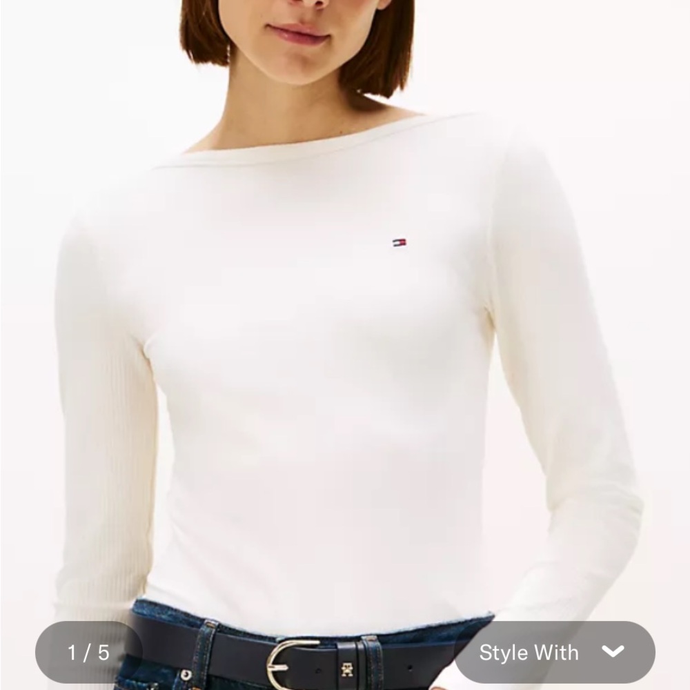 Tommy Hilfiger Women's Cream Long Sleeve Tee